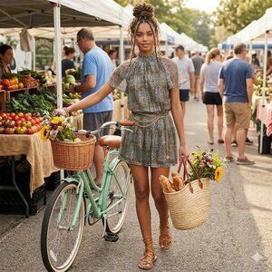 Ramy Brook NWT Arizona Midi Dress Green Print size L